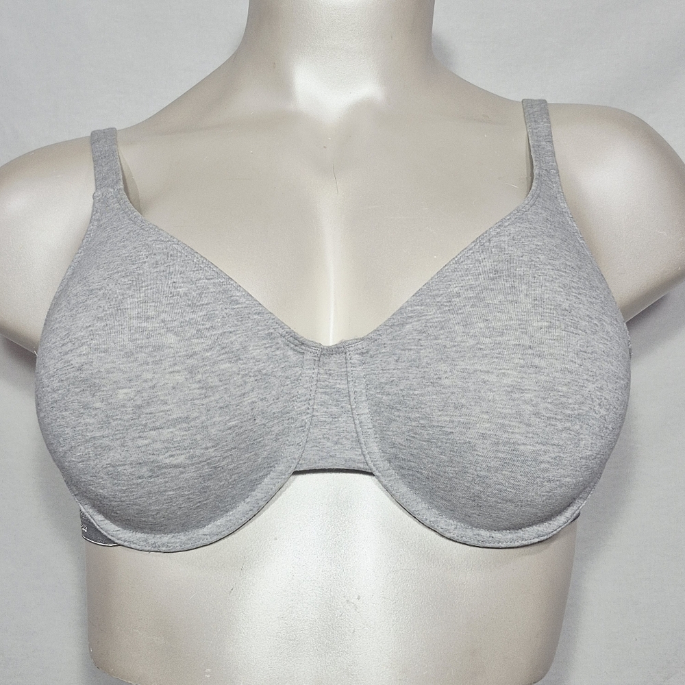 42C Fruit Of‎ The Loom 90% Cotton Unlined Seamless Cup Underwire Bra Gray NWT